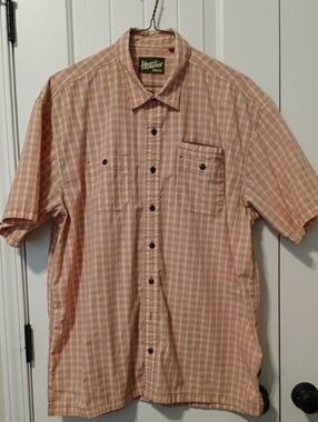 Howler Brothers Plaid Short Sleeve Shirt Orange & White XXL